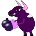 download Fighting Cow clipart image with 270 hue color