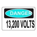 download Danger 13 200 Volts Alt 1 clipart image with 180 hue color