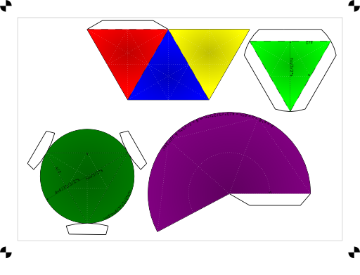 Nets Of Cone Enveloped Tetrahedron