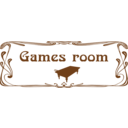 download Games Room Door Sign clipart image with 180 hue color