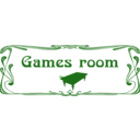 download Games Room Door Sign clipart image with 270 hue color