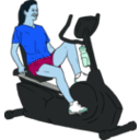 download Woman On Exercise Bike clipart image with 180 hue color