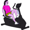 download Woman On Exercise Bike clipart image with 270 hue color