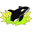 download Evil Orca Cartoon Looking And Smiling With Teeth clipart image with 225 hue color
