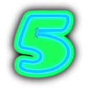 download Neon Numerals 5 clipart image with 135 hue color