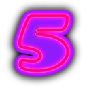 download Neon Numerals 5 clipart image with 270 hue color