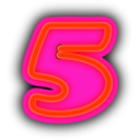 download Neon Numerals 5 clipart image with 315 hue color