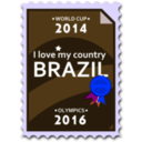 download Brazil 2014 2016 Postage Stamp clipart image with 180 hue color