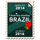 download Brazil 2014 2016 Postage Stamp clipart image with 315 hue color