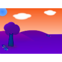 download Cartoon Landscape clipart image with 180 hue color