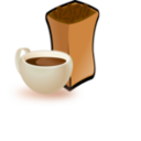 Cup Of Coffee With Sack Of Coffee Beans