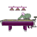 download Pool Table With Player clipart image with 270 hue color