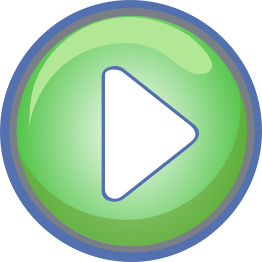 Play Button Green With Blue Border