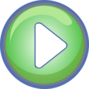 Play Button Green With Blue Border