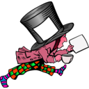 download Mad Hatter With Clean Label On Hat Holding Paper clipart image with 315 hue color