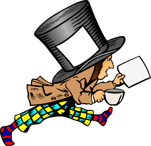 Mad Hatter With Clean Label On Hat Holding Paper