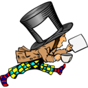 download Mad Hatter With Clean Label On Hat Holding Paper clipart image with 0 hue color