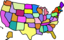 U S Map Cartoony