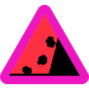 download Falling Rocks From Rhs Roadsign clipart image with 315 hue color