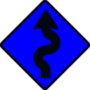 download Caution Winding Road clipart image with 180 hue color