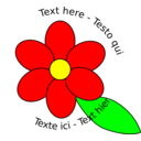 Flower Six Red Petals Black Outline Green Leaf With Upper And Lower Text