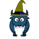 download Cartoon Gnu Wizard clipart image with 180 hue color