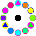 download 4 Polygons In Circles Rainbow clipart image with 180 hue color
