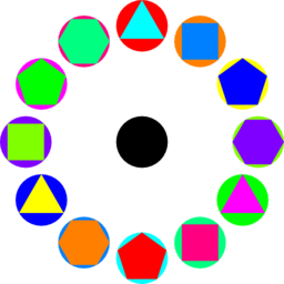 4 Polygons In Circles Rainbow