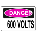 download Danger 600 Volts clipart image with 315 hue color