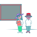 download Kids In Front Of A Blackboard clipart image with 315 hue color