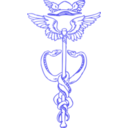 download Golden Caduceus clipart image with 180 hue color