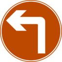 download Roadsign Turn Ahead clipart image with 180 hue color