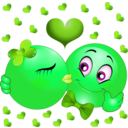 download Lovers Kissing Smiley Emoticon clipart image with 90 hue color