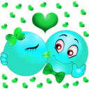 download Lovers Kissing Smiley Emoticon clipart image with 135 hue color