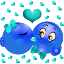 download Lovers Kissing Smiley Emoticon clipart image with 180 hue color