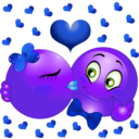 download Lovers Kissing Smiley Emoticon clipart image with 225 hue color